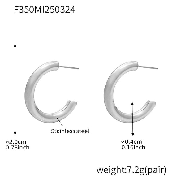 316L Stainless Steel Geometric Ushaped Pvd Plated Light Luxury Earrings