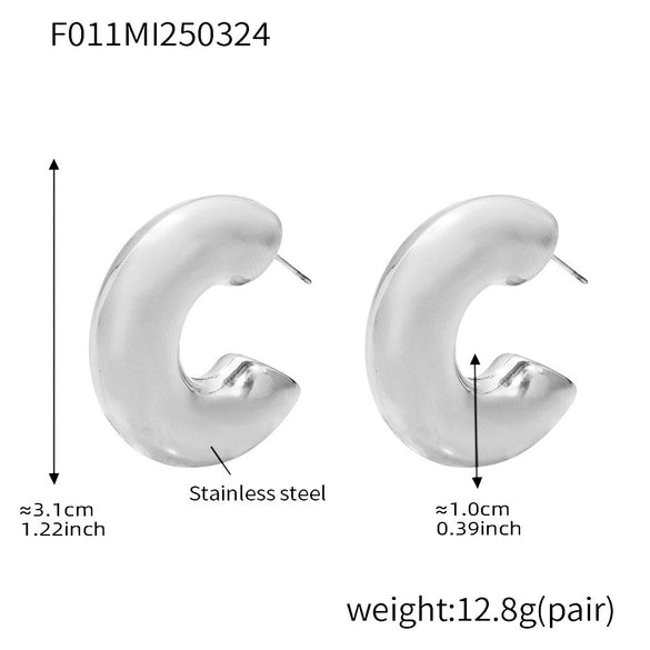 316L Stainless Steel Geometric Ushaped Pvd Plated Light Luxury Earrings