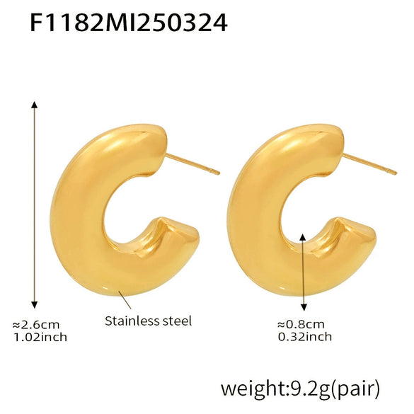 316L Stainless Steel Geometric Ushaped Pvd Plated Light Luxury Earrings