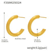 316L Stainless Steel Geometric Ushaped Pvd Plated Light Luxury Earrings