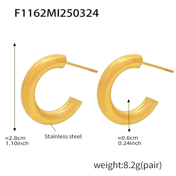 316L Stainless Steel Geometric Ushaped Pvd Plated Light Luxury Earrings
