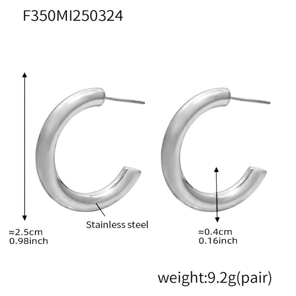 316L Stainless Steel Geometric Ushaped Pvd Plated Light Luxury Earrings