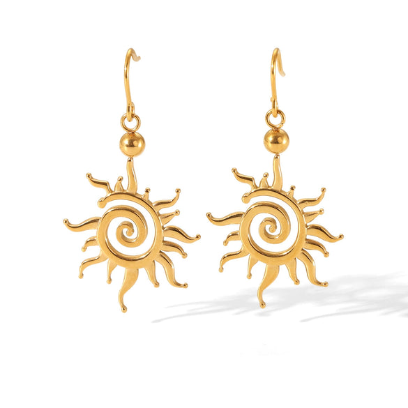 Stainless Steel Geometric Vortex Sun Electroplated Women's Earrings
