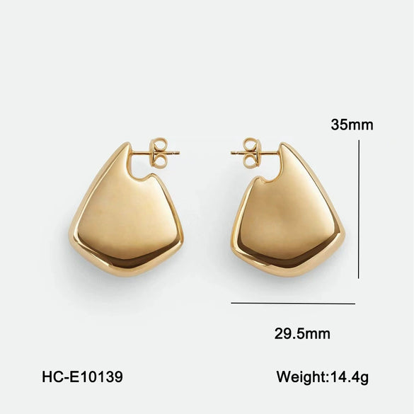 Stainless Steel Geometric Water Drop Hollow Earrings For Women Electroplated