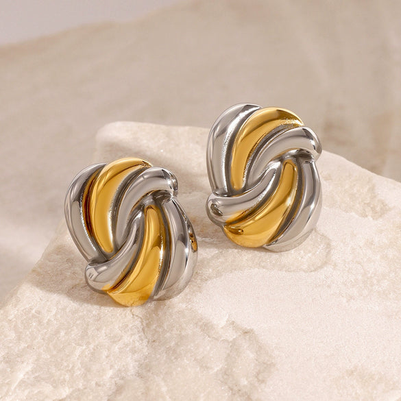 Stainless Steel Geometric Wave Electroplated Women's Earrings