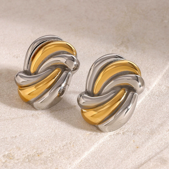 Stainless Steel Geometric Wave Electroplated Women's Earrings