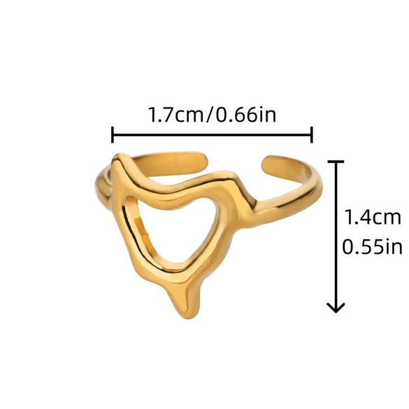 Stainless Steel Geometric Wave Texture Wide Ring Unisex Light Luxury Electroplated
