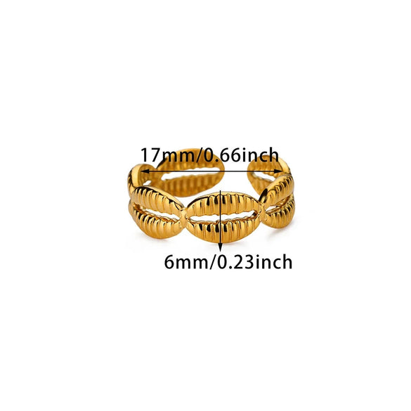 Stainless Steel Geometric Wave Texture Wide Ring Unisex Light Luxury Electroplated