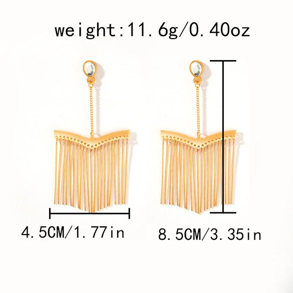 Stainless Steel Geometric Wind Chimes Tassel Earrings For Women With Electroplating Treatment