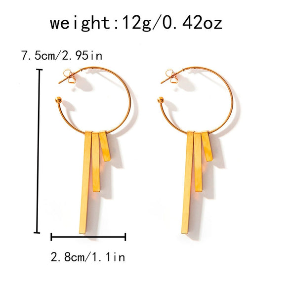 Stainless Steel Geometric Wind Chimes Tassel Earrings For Women With Electroplating Treatment