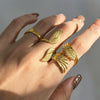 Stainless Steel Geometric Wings Retro Style Electroplated Women's Ring