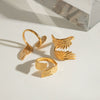 Stainless Steel Geometric Wings Retro Style Electroplated Women's Ring