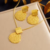 Stainless Steel Geometric Women's Earrings And Necklace With Snake Bone Chain And Electroplating Treatment