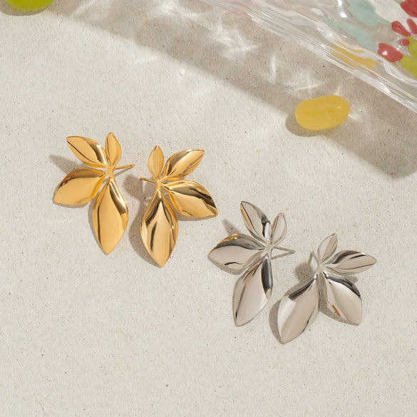 Stainless Steel Geometric Women's Earrings With Electroplating Design