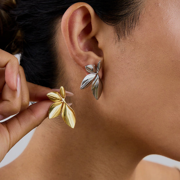 Stainless Steel Geometric Women's Earrings With Electroplating Design