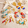 Stainless Steel Geometric Women's Earrings With Electroplating Marine Series Small Fish Shell Jewelry Pendants Light Luxury Style