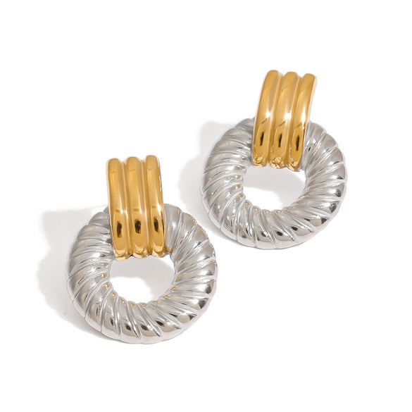 Stainless Steel Geometric Women's Earrings With Electroplating