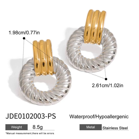 Stainless Steel Geometric Women's Earrings With Electroplating