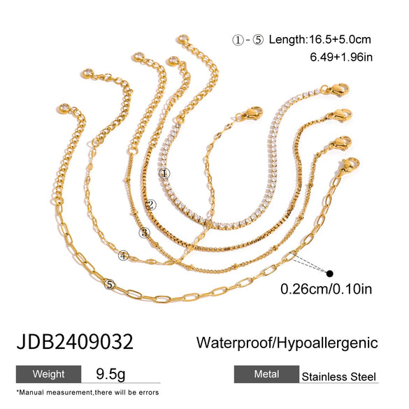 Stainless Steel Geometric Women's Electroplated Zircon Bracelet