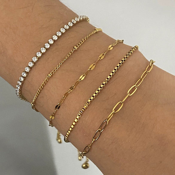 Stainless Steel Geometric Women's Electroplated Zircon Bracelet
