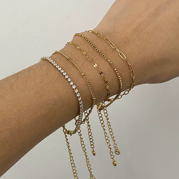 Stainless Steel Geometric Women's Electroplated Zircon Bracelet