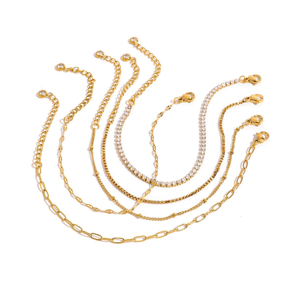 Stainless Steel Geometric Women's Electroplated Zircon Bracelet