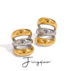 Stainless Steel Geometric Women's Three Layer Ear Clip Jewelry With Gold And Silver Color Matching And Electroplating Treatment