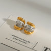 Stainless Steel Geometric Women's Three Layer Ear Clip Jewelry With Gold And Silver Color Matching And Electroplating Treatment
