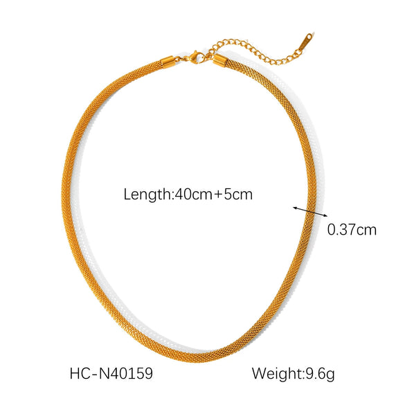 Stainless Steel Geometric Woven Chain Necklace For Women