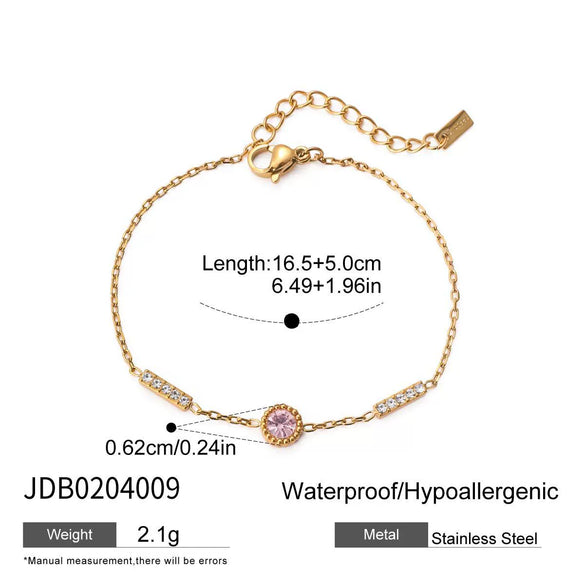 Stainless Steel Geometric Zircon Bracelet Electroplated Light Luxury Highgrade Jewelry