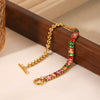 Stainless Steel Geometric Zircon Bracelet For Women