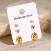 Stainless Steel Geometric Zircon Earrings Electroplated Jewelry For Women