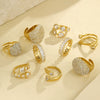Stainless Steel Geometric Zircon Ring Electroplated Highend Hand Jewelry