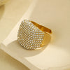 Stainless Steel Geometric Zircon Ring Electroplated Highend Hand Jewelry