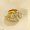 Stainless Steel Geometric Zircon Ring Electroplated Highend Hand Jewelry