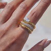 Stainless Steel Geometric Zircon Ring Electroplated Jewelry For Women