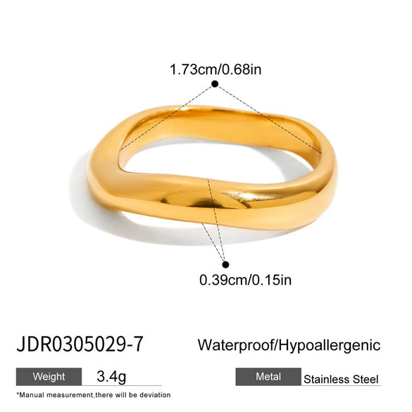 Stainless Steel Geometric Zircon Ring Electroplated Jewelry For Women