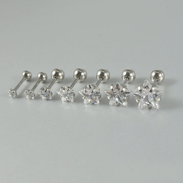 Stainless Steel Geometric Zircon Stud Earrings With Polishing Treatment
