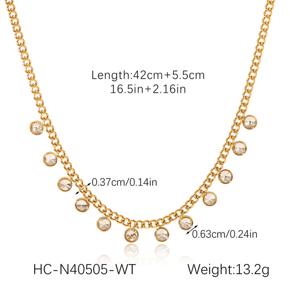 Stainless Steel Geometric Zircon Tassel Necklace