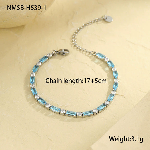 Stainless Steel Geometric Zircon Women's Fashionable Electroplated Bracelet