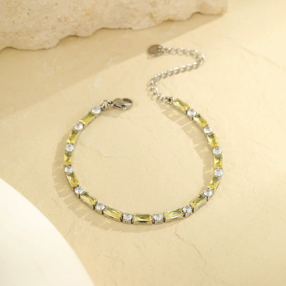 Stainless Steel Geometric Zircon Women's Fashionable Electroplated Bracelet