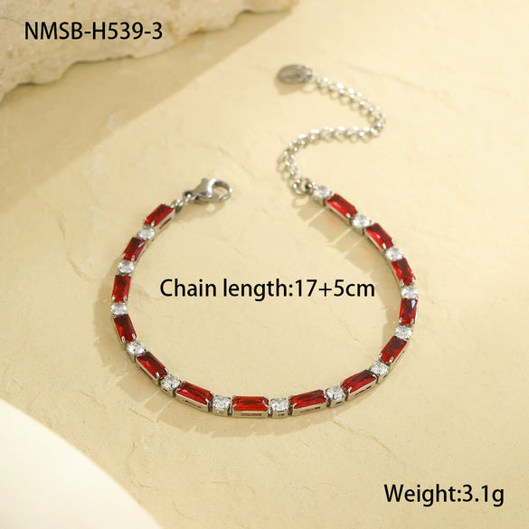Stainless Steel Geometric Zircon Women's Fashionable Electroplated Bracelet