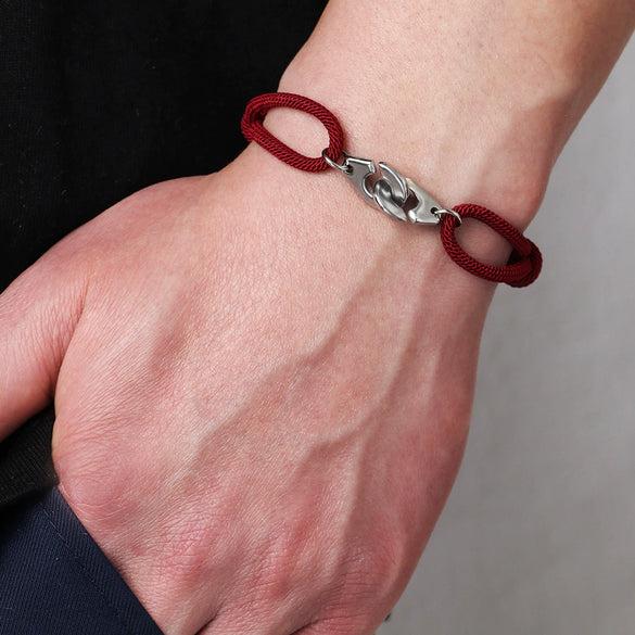 Stainless Steel Geometry Style Electroplated Ship Anchor And Rudder Adjustable Bracelet For Unisex