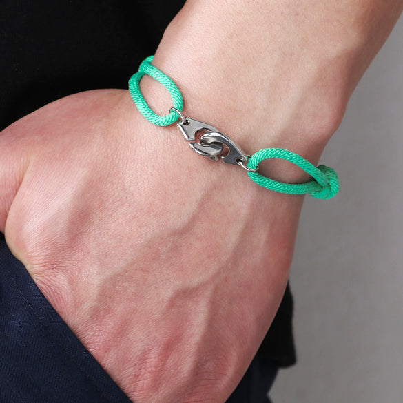 Stainless Steel Geometry Style Electroplated Ship Anchor And Rudder Adjustable Bracelet For Unisex