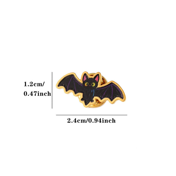 Stainless Steel Ghost Pumpkin Bat And Cat Brooches Electroplated Decorative Metal Badges For Unisex Clothing And Bags