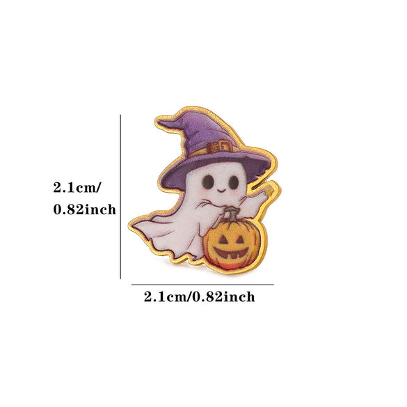 Stainless Steel Ghost Pumpkin Bat And Cat Brooches Electroplated Decorative Metal Badges For Unisex Clothing And Bags