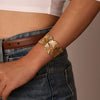 316L Stainless Steel Ginkgo Leaf Hollow Opening Exaggerated Light Luxury Style Electroplated Bracelet For Women