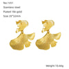 316L Stainless Steel Ginkgo Leaf Women's Exaggerated Highend Fashion Electroplated Geometric Earrings