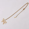 Wholesale Jewelry Casual Elegant Bow Knot 304 Stainless Steel Glass Beads Gold Plated Braid Pendant Necklace