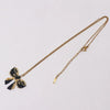 Wholesale Jewelry Casual Elegant Bow Knot 304 Stainless Steel Glass Beads Gold Plated Braid Pendant Necklace